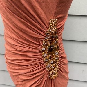 Sky brand rhinestone embellished strapless body con cocktail club dress